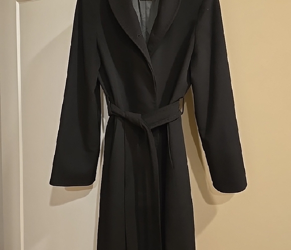 CINZIA ROCCA Icons Black Single Breasted Wrap Coat 100% Cashmere US 4 - Picture 2 of 9
